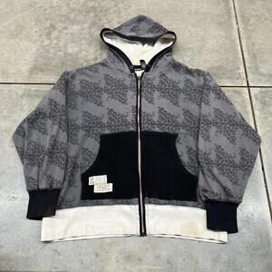 vintage rocawear grey zip up paisley thermal lined hoodie sweatshirt size xl